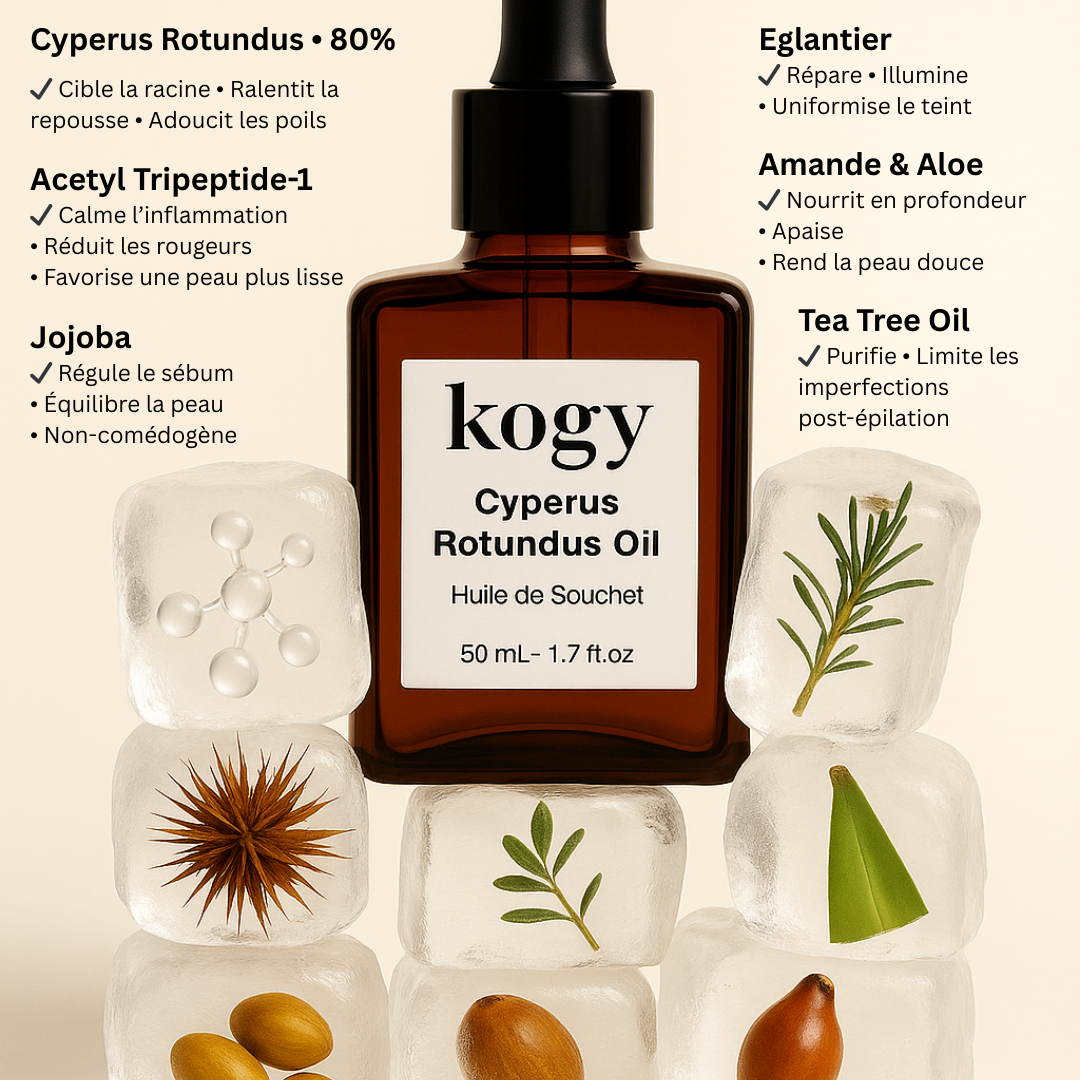 Huile de Souchet : Réduction naturelle de la pilosité